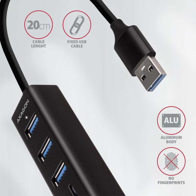 AXAGON SuperSpeed USB-A Hub and Card Reader | HMA-CR3A