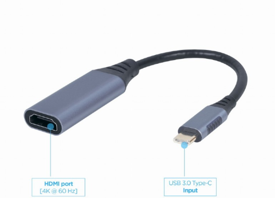 Cablexpert USB Type-C to HDMI display adapter, Space grey | A-USB3C-HDMI-01