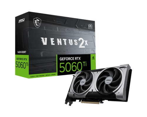 MSI GeForce RTX 5060 Ti 16G VENTUS 2X OC PLUS | NVIDIA | 16 GB | GeForce RTX 5060 Ti | GDDR7 | HDMI ports quantity 1 | PCI Express Gen 5 x16 (uses x8)
