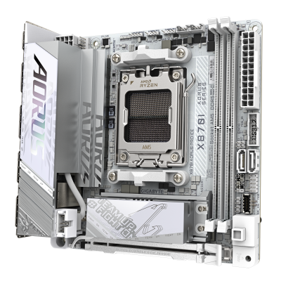 Gigabyte X870I AORUS PRO ICE | Processor family AMD | Processor socket AM5 | DDR5 SDRAM | Supported hard disk drive interfaces M.2, SATA | Number of SATA connectors 2