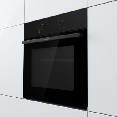 Gorenje Oven | BO6615E01B | 60 L | Electric | EnamelClean | Push pull buttons | Height 59.5 cm | Width 59.5 cm | Black