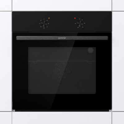 Gorenje Oven | BO6615E01B | 60 L | Electric | EnamelClean | Push pull buttons | Height 59.5 cm | Width 59.5 cm | Black