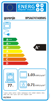 Gorenje Oven | BPSA6747A08WG | 77 L | Electric | AquaClean | Mechanical control | Steam function | Height 59.5 cm | Width 59.5 cm | White