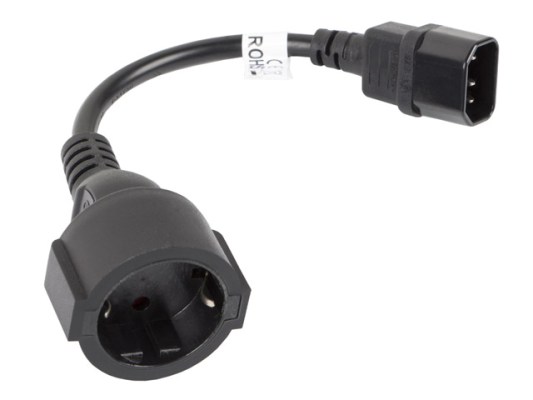 Lanberg | IEC 320 C14 to Schuko Adapter Cable for UPS | CA-C14E-10CC-0018-BK