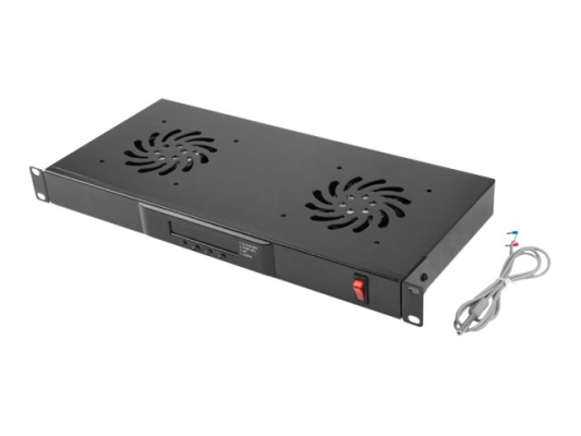 Lanberg 19" fan unit / ventilation panel with LCD 2 fans + thermostat 230V | AK-1502-B | Black