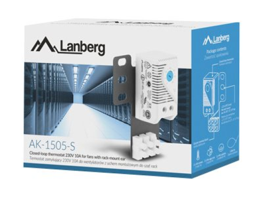 Lanberg Closed-loop thermostat 10A for rack cabinets with 19" ear and terminal block | AK-1505-S | Gray