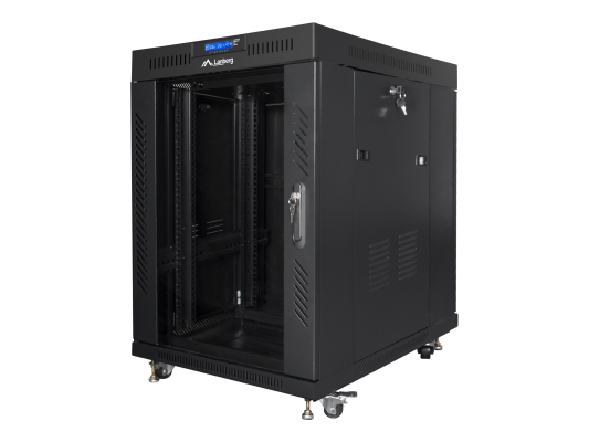 Lanberg | Rack cabinet 19" free-standing 15U / 600x800 (flat pack) with glass door, LCD | FF01-6815-12BL | Black