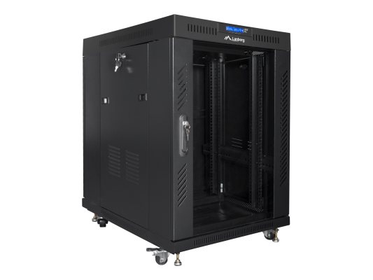Lanberg | Rack cabinet 19" free-standing 15U / 600x800 (flat pack) with glass door, LCD | FF01-6815-12BL | Black