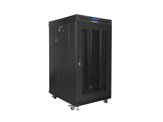 Lanberg | Rack cabinet 19" free-standing 22U / 800x800 (flat pack) with glass door, LCD | FF01-8822-23BL | Black