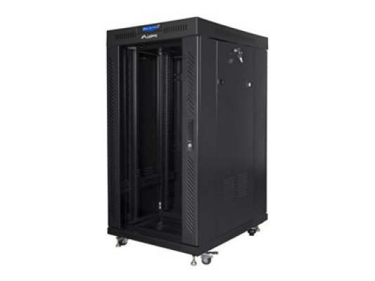 Lanberg | Rack cabinet 19" free-standing 22U / 800x800 (flat pack) with glass door, LCD | FF01-8822-12BL | Black