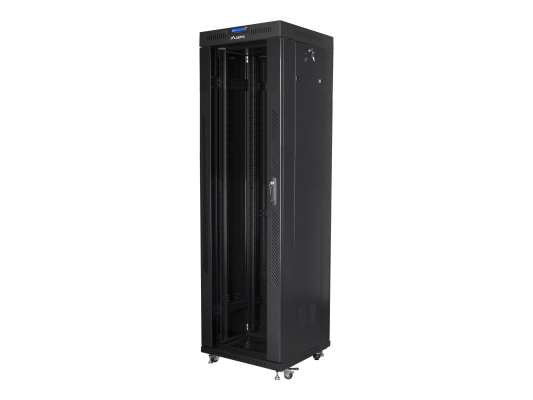 Lanberg | Rack cabinet 19" free-standing 42U / 600x600 (flat pack) with glass door lCD V2 | FF01-6642-12BL | Black