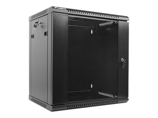 Lanberg | Rack cabinet 19" wall-mount 12U / 600x450 (flat pack) with glass door | WF01-6412-10B | Black