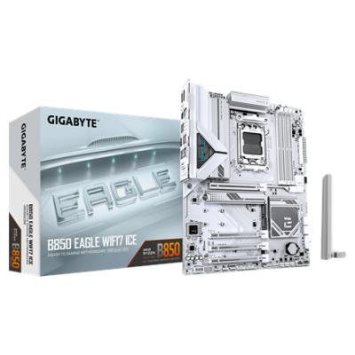 Gigabyte B850 EAGLE WF7 ICE | Processor family AMD | Processor socket AM5 | DDR5 | Supported hard disk drive interfaces SATA, M.2 | Number of SATA connectors 4