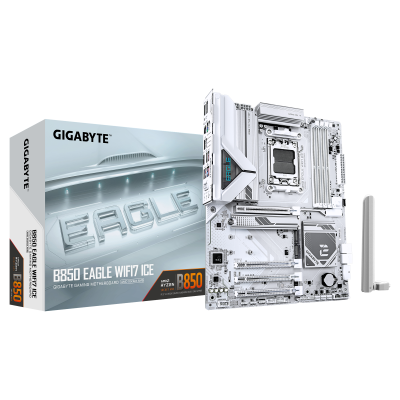 Gigabyte B850 EAGLE WF7 ICE | Processor family AMD | Processor socket AM5 | DDR5 | Supported hard disk drive interfaces SATA, M.2 | Number of SATA connectors 4