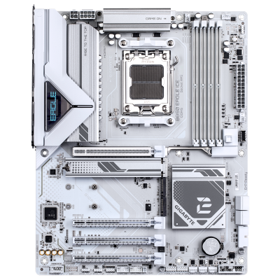 Gigabyte B850 EAGLE ICE | Processor family AMD | Processor socket AM5 | DDR5 | Supported hard disk drive interfaces SATA, M.2 | Number of SATA connectors 4
