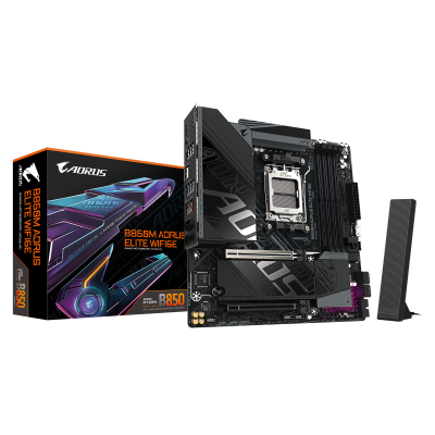 Gigabyte B850M A ELT WF6E | Processor family AMD | Processor socket AM5 | DDR5 | Supported hard disk drive interfaces SATA, M.2 | Number of SATA connectors 4