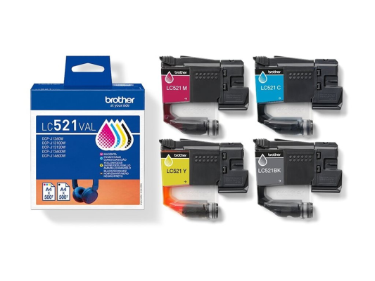 Brother LC521VAL | Ink Cartridge | Black, Cyan, Magenta,Yellow