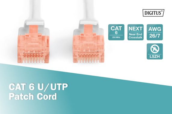 Digitus CAT 6 U / UTP | Patch cord | Length 20 m | Grey