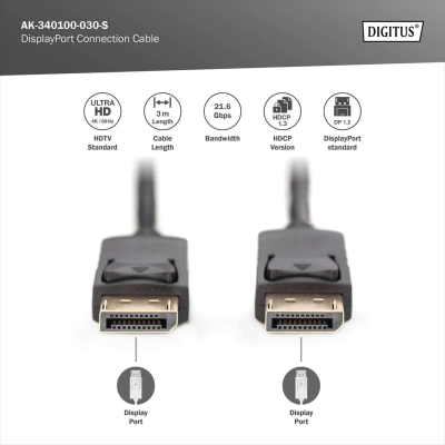 Digitus Connection Cable | DisplayPort to DisplayPort | 3 m