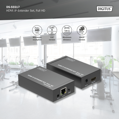 Digitus | HDMI IP Extender Set, Full HD, 120 m | DS-55517