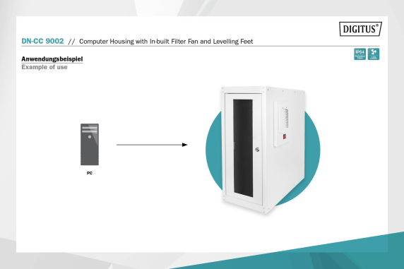 Digitus Computer housing with in-built filter fan and levelling feet | DN-CC 9002 | Light grey