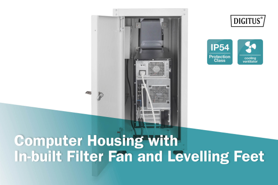 Digitus Computer housing with in-built filter fan and levelling feet | DN-CC 9002 | Light grey