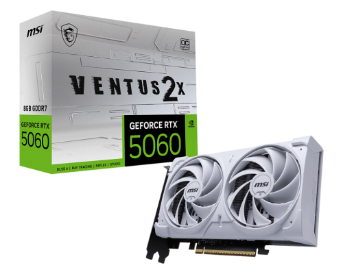 MSI GeForce RTX 5060 8G VENTUS 2X OC WHITE | NVIDIA | 8 GB | GeForce RTX 5060 | GDDR7 | HDMI ports quantity 1 | PCI Express Gen 5 x16 (uses x8)