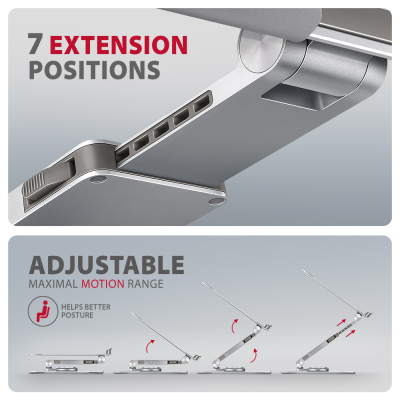 AXAGON Desk Mount | STND-LR stand with 360° rotation for laptops and tablets | Adjustable Height, Angle | 10-17.3 " | Aluminum