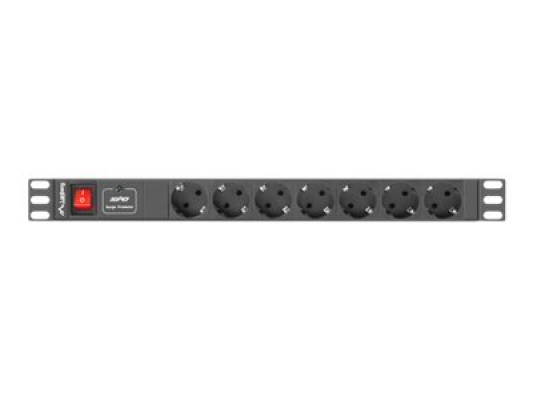 Lanberg Power Distribution unit (PDU) 19" 1U 16A 2m 7X Schuko oulets | PDU-07F-0200-BK