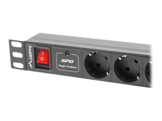 Lanberg Power Distribution unit (PDU) 19" 1U 16A 2m 7X Schuko oulets | PDU-07F-0200-BK