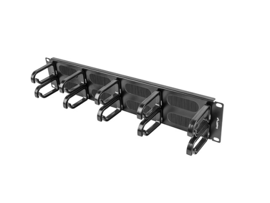Lanberg 19" cable management brush panel 10 rings - type B 2U | AK-1204-B | Black