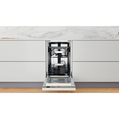 Whirlpool Dishwasher | WSIO 3T223 PCE X | Built-in | Width 45 cm | Number of place settings 10 | Number of programs 7 | Energy efficiency class E | Display | Inox