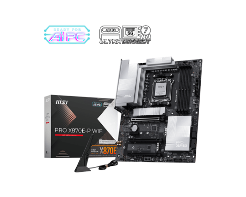 MSI PRO X870E-P WIFI | Processor family AMD | Processor socket AM5 | DDR5 UDIMM | Supported hard disk drive interfaces SATA, M.2 | Number of SATA connectors 4