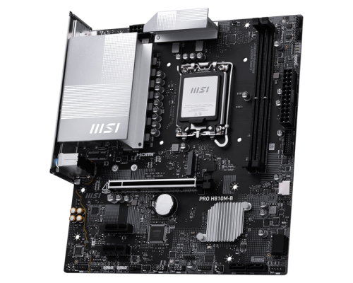 MSI PRO H810M-B | Processor family Intel H810 | Processor socket LGA1851 | DDR5 | Supported hard disk drive interfaces SATA, M.2 | Number of SATA connectors 4