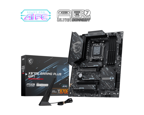 MSI X870E GAMING PLUS WIFI | Processor family AMD | Processor socket AM5 | DDR5 UDIMM | Supported hard disk drive interfaces SATA, M.2 | Number of SATA connectors 4