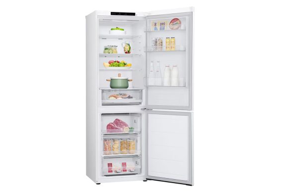 LG Refrigerator | GBV21L0ESW | Energy efficiency class E | Free standing | Combi | Height 186 cm | No Frost system | Fridge net capacity 234 L | Freezer net capacity 110 L | Display | 35 dB | White