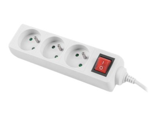 Lanberg Cable Power Strip, 3X French Outlets with Switch, Quality-Grade Copper, 1.5 m | PS1-03E-0150-W