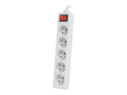 Lanberg Cable Power Strip, 5X French Outlets with Switch, Quality-Grade Copper, 3 m | PS1-05E-0300-W