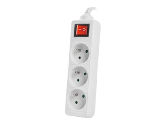 Lanberg Cable Power Strip 3M 3X French Outlets with Switch, Quality-Grade Copper | PS1-03E-0300-W