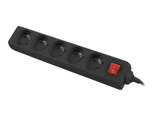 Lanberg Cable Power Strip 3M 5X French Outlets with Switch, Quality-Grade Copper | PS1-05E-0300-BK
