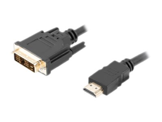 Lanberg HDMI to DVI-D Cable, Single Link with Gold-Plated Connectors | CA-HDDV-10CC-0018-BK | HDMI to DVI-D | 1.8 m