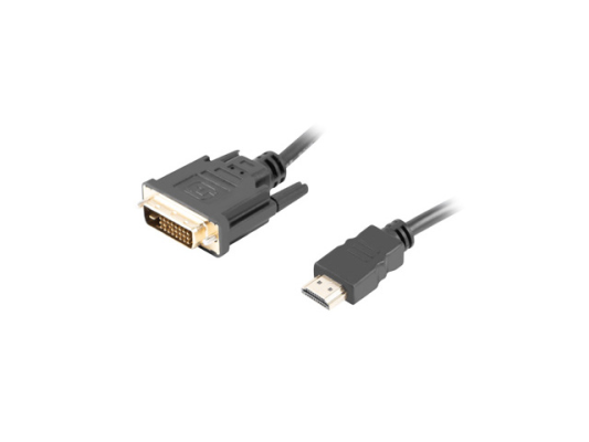 Lanberg HDMI to DVI-D Cable Dual Link with Gold-Plated 4K Connectors | CA-HDDV-20CU-0018-BK | HDMI to DVI-D | 1.8 m