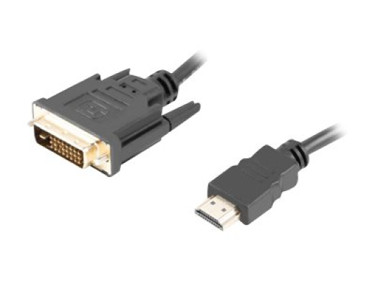 Lanberg HDMI to DVI-D Cable Dual Link with Gold-Plated 4K Connectors | CA-HDDV-20CU-0018-BK | HDMI to DVI-D | 1.8 m