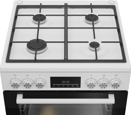BEKO Cooker | FBM62330GWDTN | Hob type Gas | Oven type Electric | White | Width 60 cm | Grilling | LED | Depth 60 cm | 72 L
