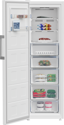 BEKO | Freezer | B3RMFNE314W | Energy efficiency class E | Upright | Free standing | Height 186.5 cm | Total net capacity 286 L | No Frost system | Display | White
