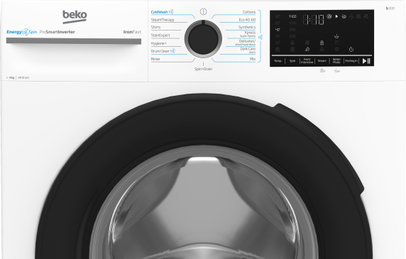 BEKO Washing Machine | BM3WFSU49415WB | Energy efficiency class A | Front loading | Washing capacity 9 kg | 1400 RPM | Depth 55 cm | Width 60 cm | Display | Digital | Steam function | White