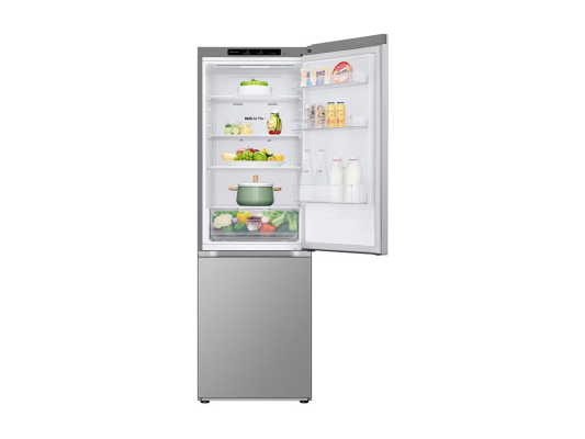 LG Refrigerator | GBV21L0EPY | Energy efficiency class E | Free standing | Combi | Height 186 cm | No Frost system | Fridge net capacity 234 L | Freezer net capacity 110 L | Display | 35 dB | Prime Silver