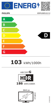 Philips QLED 4K Ambilight TV | 85PUS8510 / 12 | 85 | Smart TV | TITAN OS | UHD | Black