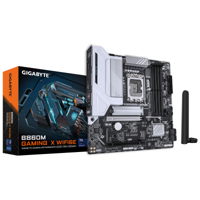 Gigabyte B860M GAMING X WIFI6E | Processor family Intel | Processor socket LGA1851 | DDR5 | Supported hard disk drive interfaces M.2, SATA | Number of SATA connectors 4