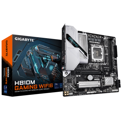 Gigabyte H810M GAMING WIFI6 | Processor family Intel | Processor socket LGA1851 | DDR5 | Supported hard disk drive interfaces M.2, SATA | Number of SATA connectors 4